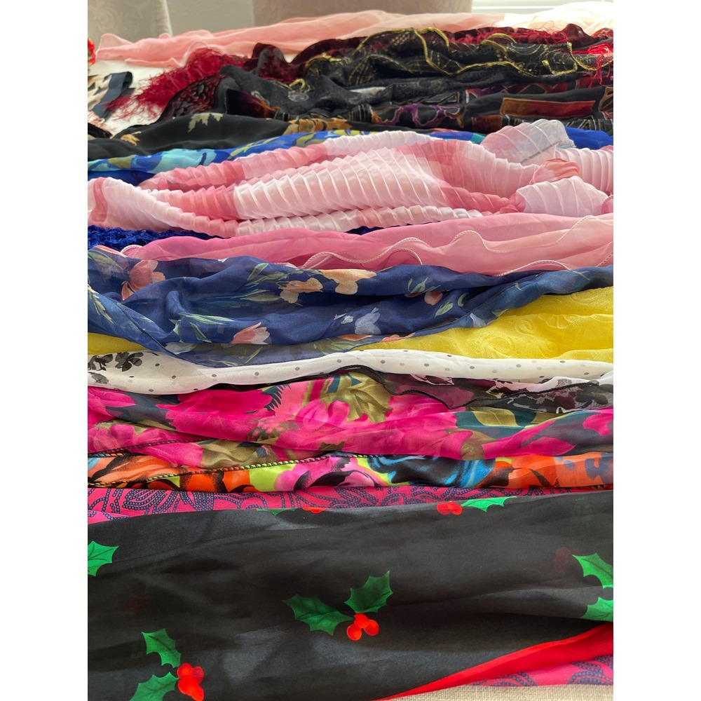 Assorted Womens Scarf Lot Pashmina Silk Velvet Burnout Floral Chiffon Bundle 43 - Picture 14 of 15